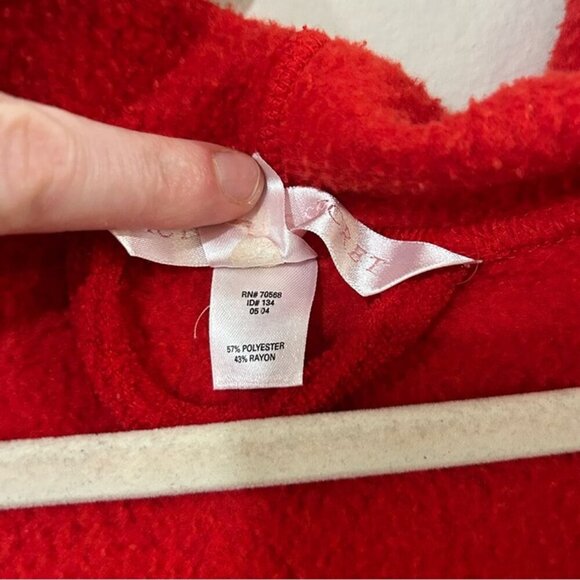 Victoria's Secret Bright Red Plush Cozy Short Hooded Robe Women’s Size Medium - Picture 4 of 7
